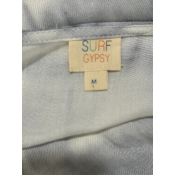 Surf Gypsy Faux Wrap Dress Womens Medium Blue Tie Dye Maxi Swim Cover up Beach - Picture 7 of 11